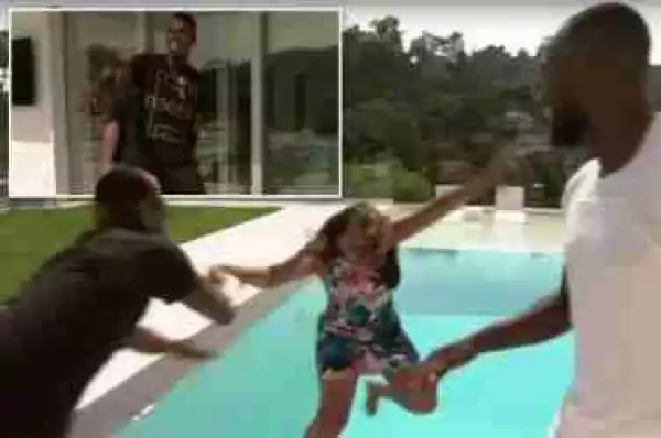 Manchester United Star, Pogba Pushes Journalist Into Swimming Pool (Photos, Video)